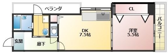 拡大写真:グレードタイム六甲 4階401の間取り