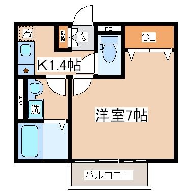 拡大写真:シャルマンコート北野 1階102の間取り