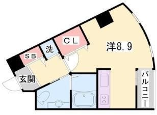 拡大写真：クロス磯上公園 5階503の間取り