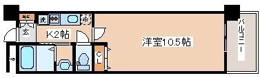 拡大写真:レジディア三宮東 4階404の間取り