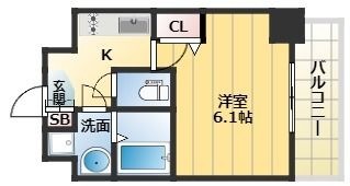 拡大写真:神戸国香通FUTUR 6階610の間取り