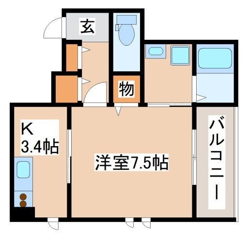 拡大写真：西新町PJ 2階202の間取り