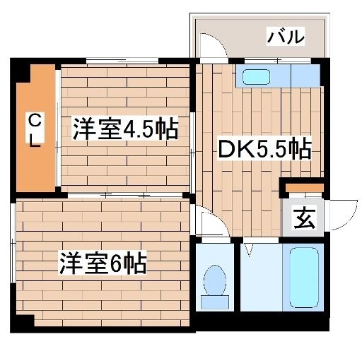 拡大写真：メゾン熊内Ⅴ 3階301の間取り
