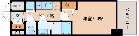 拡大写真:プレサンス三宮東フィール 7階704の間取り