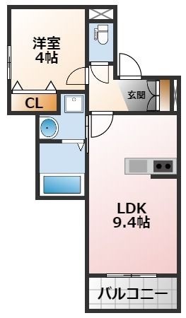 拡大写真：西宮市甲子園口２丁目 2階201の間取り