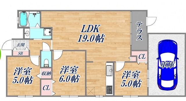 拡大写真:ワコーレ深江本町ソフィリア 1階101の間取り