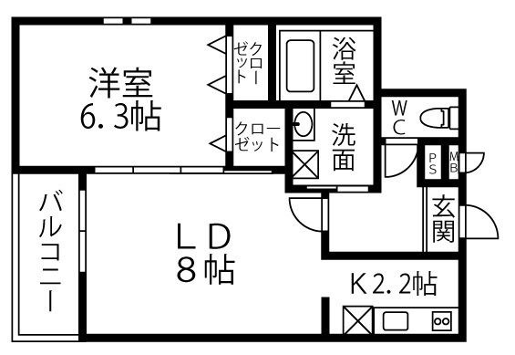 拡大写真:Solarc VitaⅡ 2階201の間取り