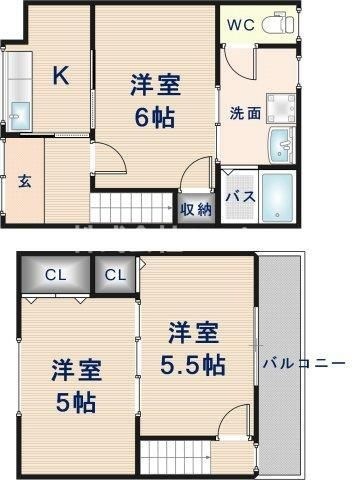 拡大写真:キャットタウン 1階106の間取り