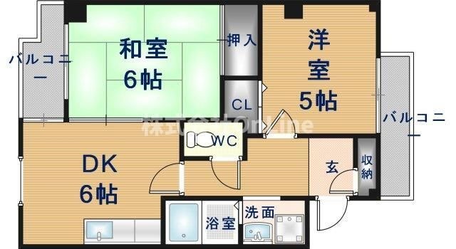 拡大写真:リバーヒル八尾 4階401の間取り