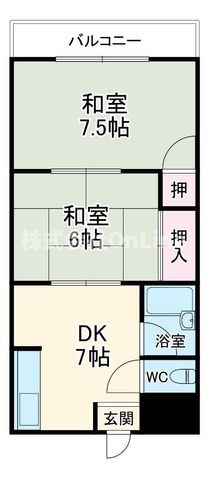 拡大写真:東大阪市新町 1階107の間取り