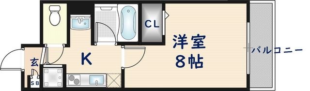拡大写真:東大阪市若江西新町4丁目 2階203の間取り