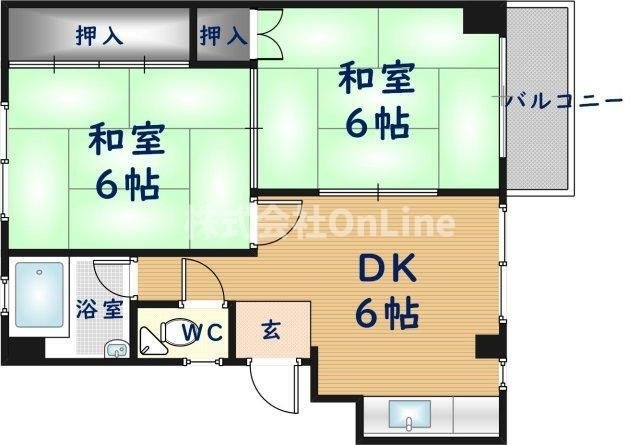 拡大写真：向井コーポラス 1階101の間取り
