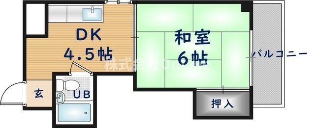 拡大写真:東大阪市菱屋西5丁目 4階401の間取り