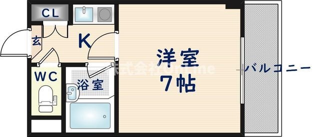 拡大写真:東大阪市小若江1丁目 3階303の間取り