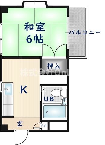 拡大写真:東大阪市池島町3丁目 3階301の間取り