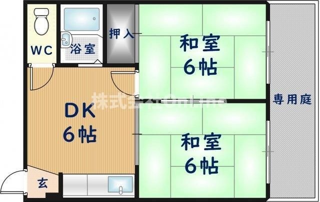 拡大写真:東大阪市長堂3丁目 2階206の間取り
