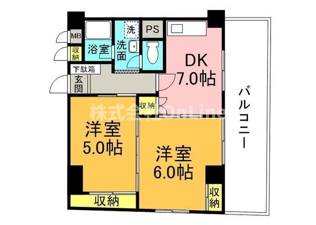 拡大写真:東大阪市足代1丁目 3階306の間取り
