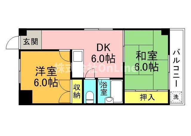 拡大写真:高安A棟 2階208の間取り