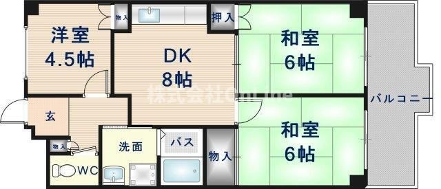 拡大写真:ヴァンベール 4階406の間取り