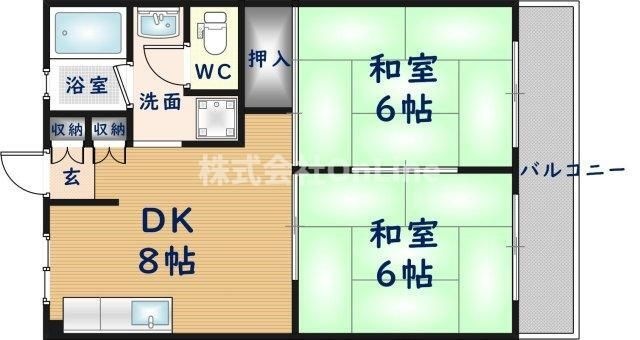 拡大写真:沼卯ハイツ 2階206の間取り