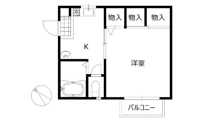 拡大写真:KTフラット 2階2の間取り