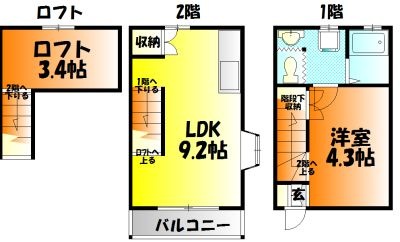 拡大写真:センターフィールド湊 1階3の間取り