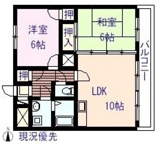 拡大写真:パレスプロムナード洲崎 1階202の間取り