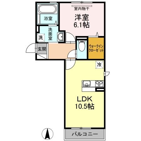 拡大写真:グロリア B棟 1階101の間取り