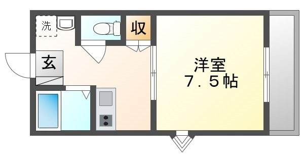 拡大写真:エステートピア 3階305の間取り