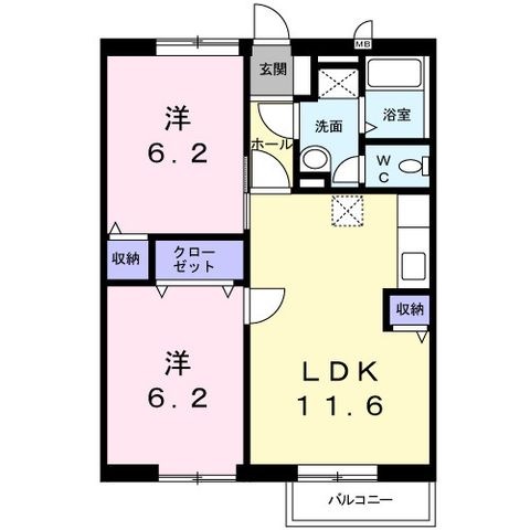 拡大写真:サニースポットB 2階203の間取り