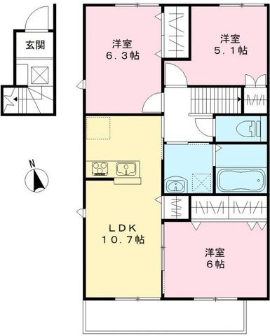 拡大写真:ユアメゾン益野 A 2階203の間取り