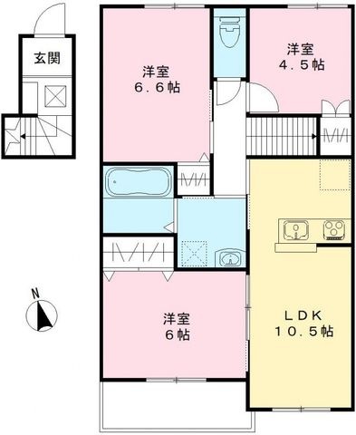 拡大写真:ユアメゾン益野 B 2階202の間取り