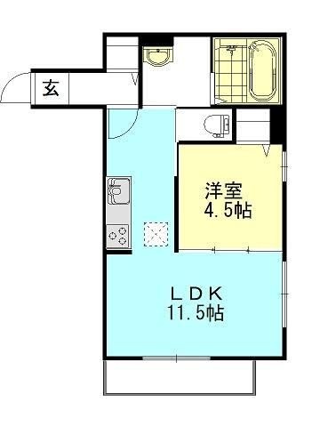 拡大写真:Calm Hills 5番館 1階102の間取り