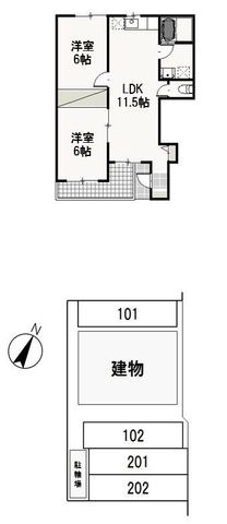 拡大写真:アドヴァンスSH Ⅱ 1階102の間取り