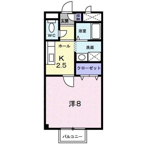 拡大写真:プロスペルA 1階102の間取り