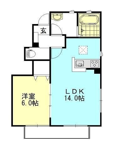 拡大写真:Calm Hills 6番館 1階102の間取り