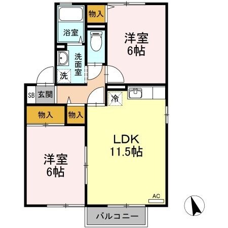拡大写真:シャトレアン津高 C棟 2階201の間取り