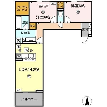 拡大写真:Luveria 1階202の間取り