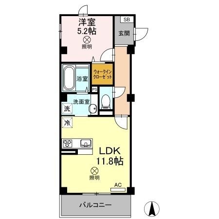拡大写真:VILLE SOLEIL 5階501の間取り