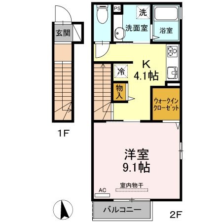 拡大写真:メゾン ド シュクル B棟 2階201の間取り