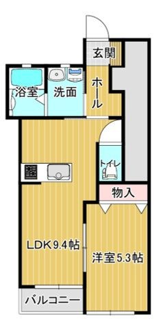 拡大写真:シェルメール庭瀬 1階102の間取り