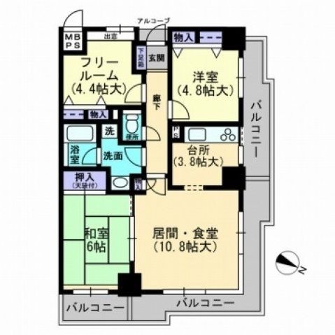 拡大写真:ファミールタワープラザ岡山 24階2412の間取り