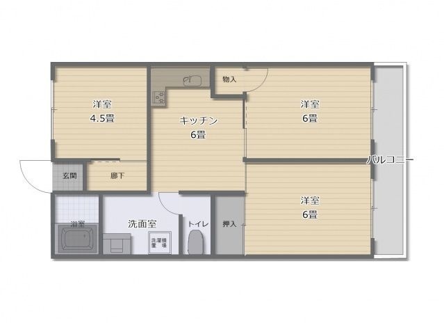 拡大写真：ラピーヌ円山 3階305の間取り
