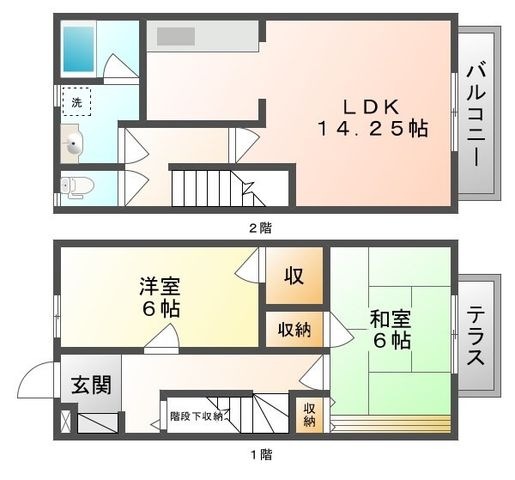 拡大写真：ラヴィアンローズ 1階Cの間取り