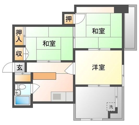 拡大写真:渡辺ビル 4階401の間取り