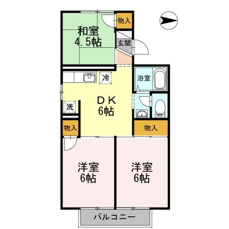 拡大写真:パレーシャル平野 A棟 2階A202の間取り