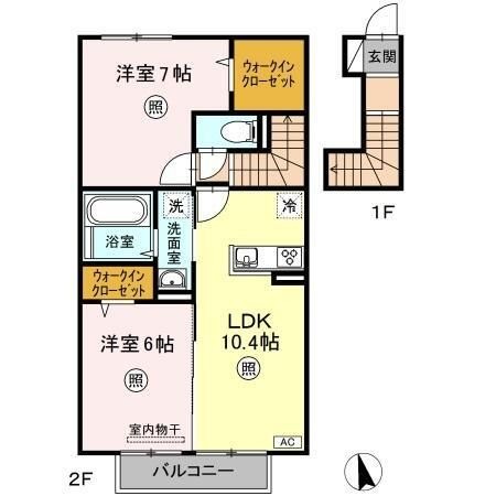 拡大写真:ラウレア福田 B棟 2階202の間取り