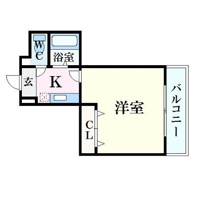 拡大写真:プティハイム本町 4階403の間取り
