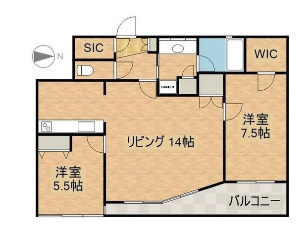 拡大写真:リベール桑田町CentralCity 6階604の間取り