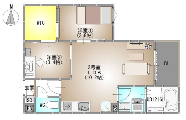拡大写真:REGALEST 今 2階203の間取り